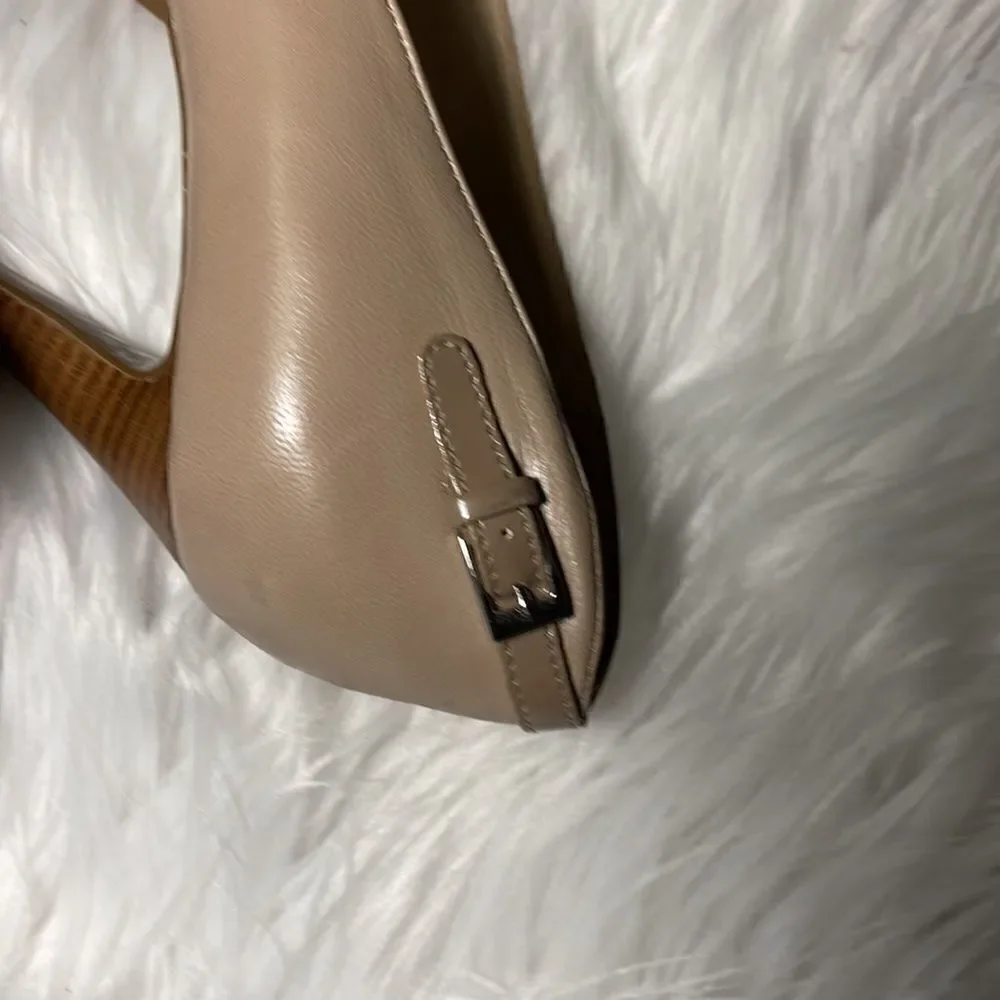 Tan Franco Sarto Leather platform heels